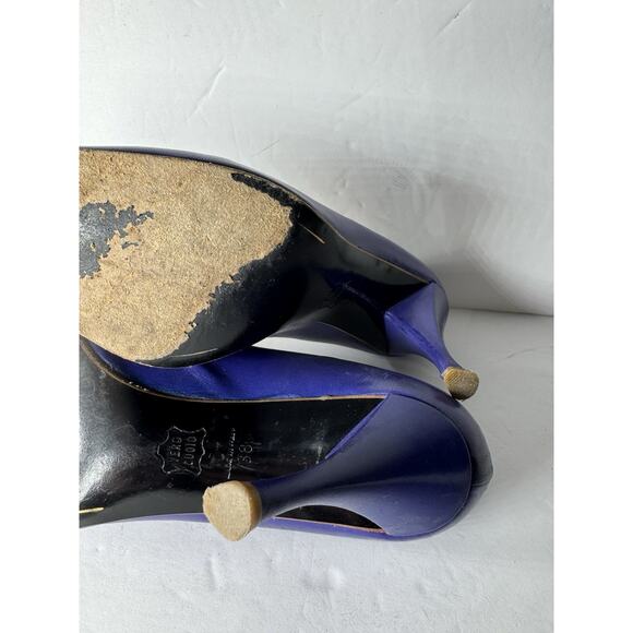 Vtg Charles Jourdan US 8 EU 38 Purple Pumps Leather Heels 80s New Years Eve Glam - Picture 12 of 12